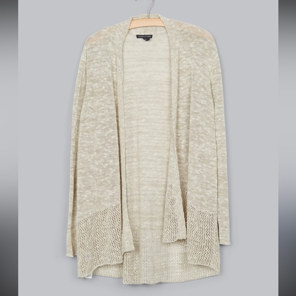 Eileen Fisher Melange Organic Linen Blend Grain Open Front Cardigan Size XL - Picture 1 of 5